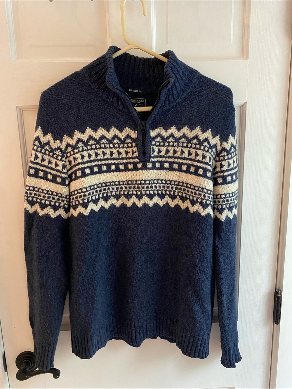American Eagle Navy Quarter Zip Sweater | Size S